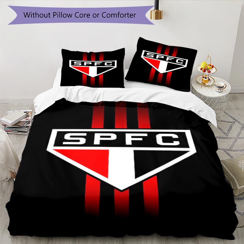 Paulo Fc Emblem Printed Pattern Duvet Cover Set – Includes 1 Duvet Cover and 2 Matching Pillowcases Bedroom Decor Christmas Gifts