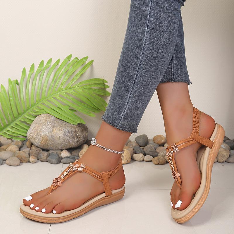 Women's Plus Size Elastic Band Soft Sole Flip-Flops - European & American Summer Sandals for Beach