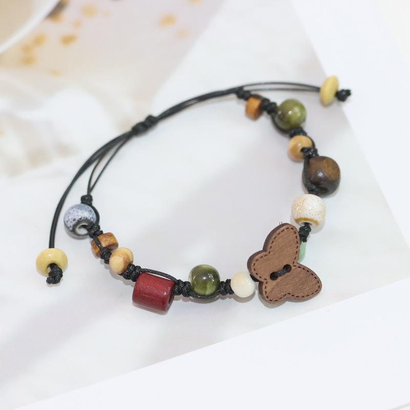 Ethnic Style Artistic Woven Jingdezhen Ceramic Hand Rope Student Children's Bracelet