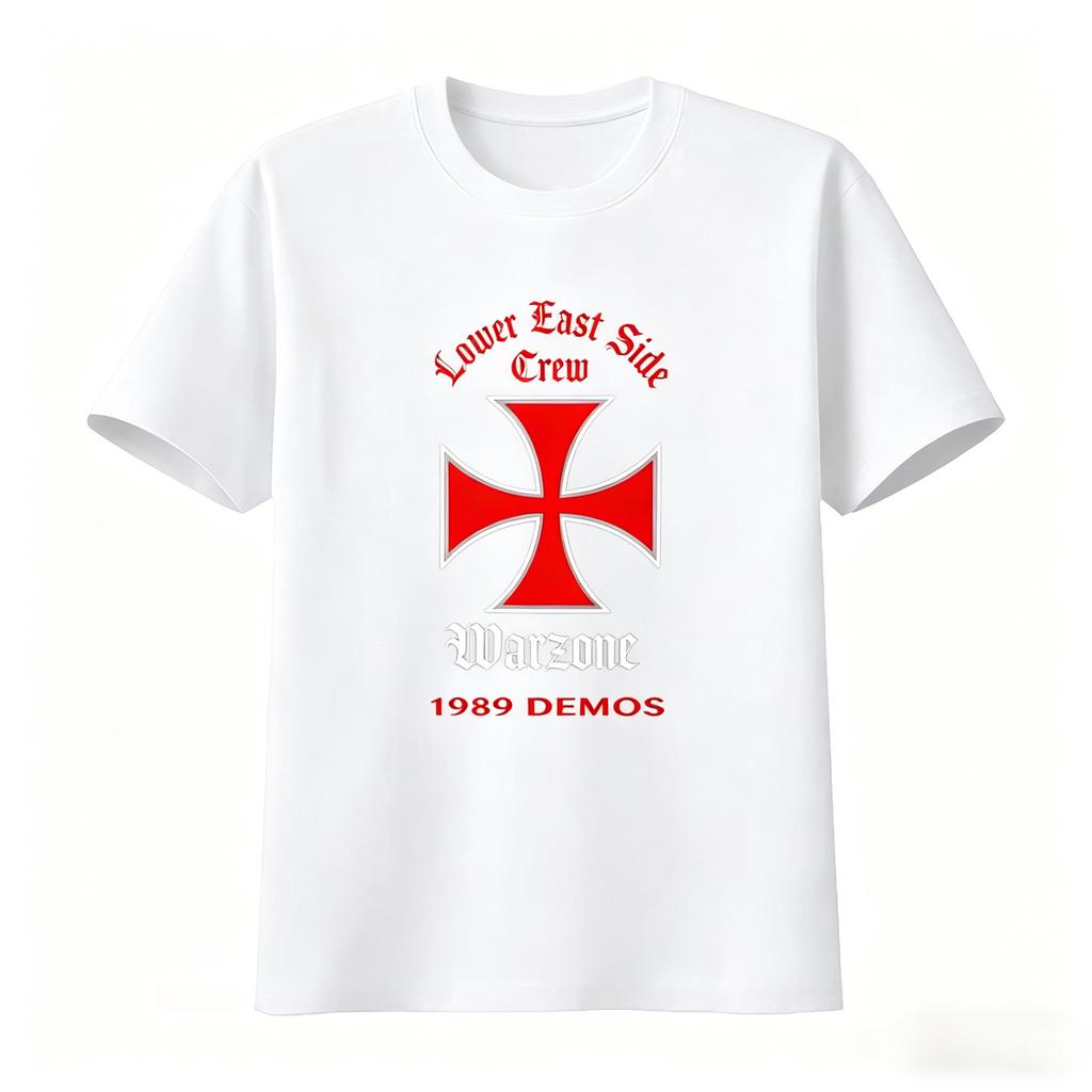 Warzone Demos Lower East Side Crew Kreuz T-Shirt Vintage Lässig Weich Mode Unisex Kleidung Damen Sommer Neues T-Shirt
