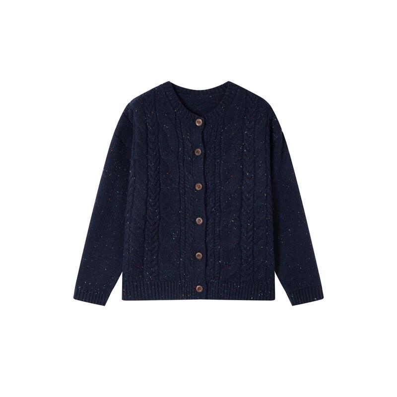 Elva' Island Women's Petite Loose Cable Knit Cardigan