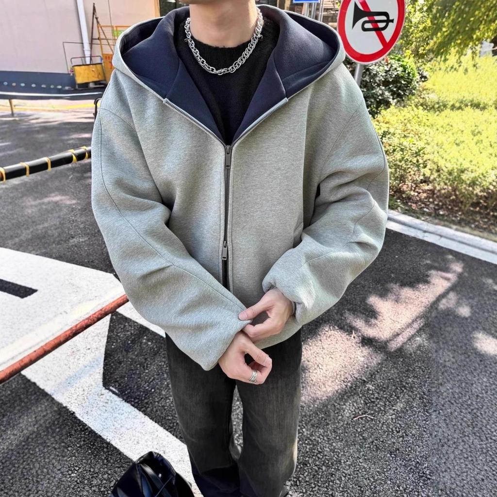 Hooded Sweater Men's Heavy 2026 Stiff Silhouette Shoulder Sleeves Fashion On Clothes Sports
