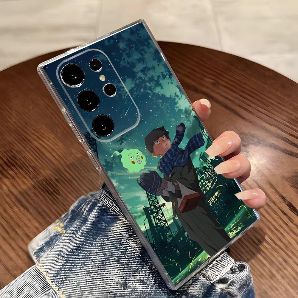 Anime Psycho 100 Phone Case For Samsung S26 S25 S24 Ultra S23 Fe S22 S20 S21 Plus Plus 5G Fe Transparent Cover