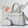 Cross Border Fashion Pu Double Compartment Tote Bag For Daily Use