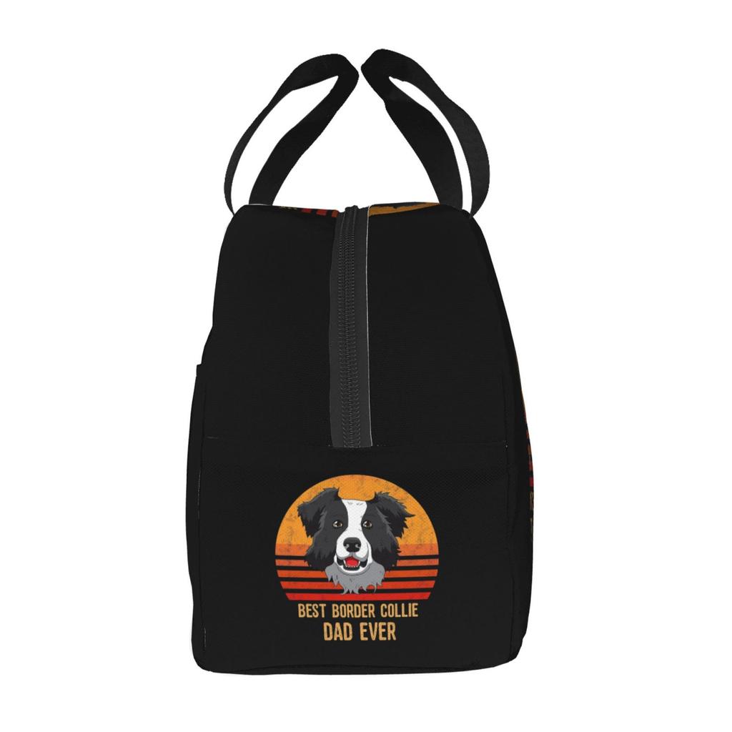 Best Border Collie Dad Ever Lunch Bag for Girls Funny Lunch Box Fun Picnic Cooler Bag Portable Zipper Oxford Thermal Lunch Bags