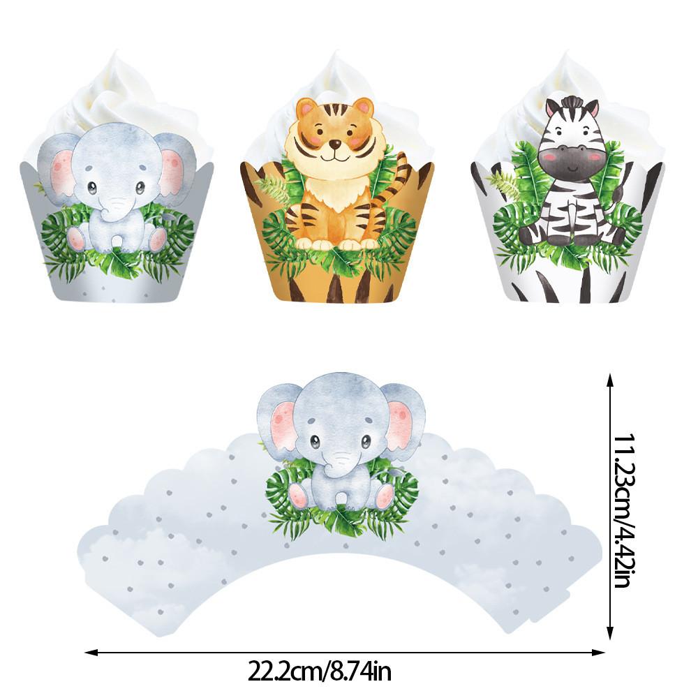 Theme Forest Animal Cartoon Lion Elephant Hedgehog Pattern Cake Edge Decoration