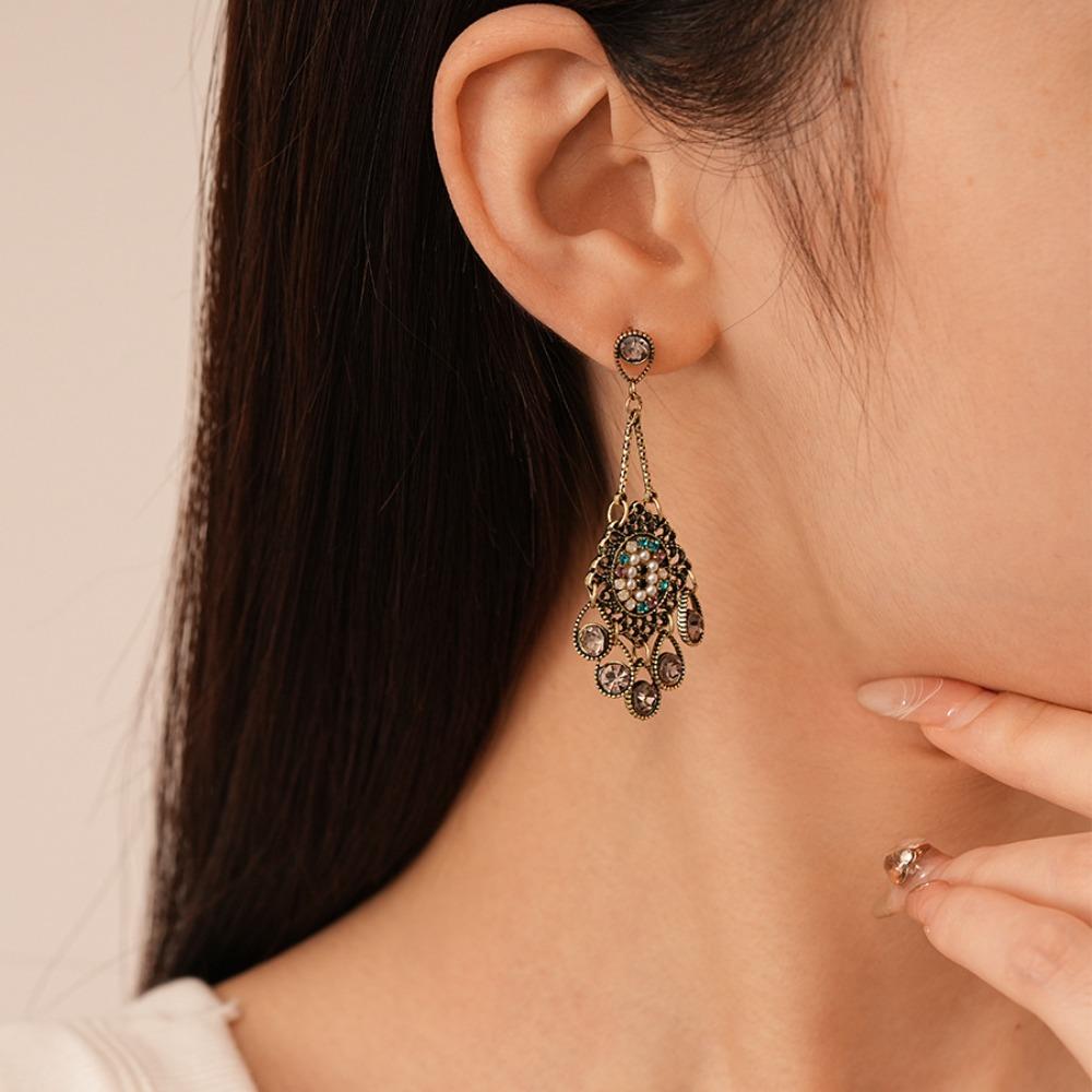 Bohemia Style Ethnic Style Tassel Earrings Hollow Water Drop Earrings Pendant Lady Gifts