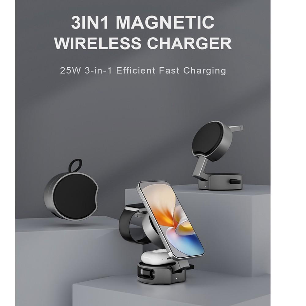 Trending Products New Arrivals Retractable Data Cable Foldable 25W Fast Charger 3 in 1 Magnetic Charger Holder for iphone 16 15