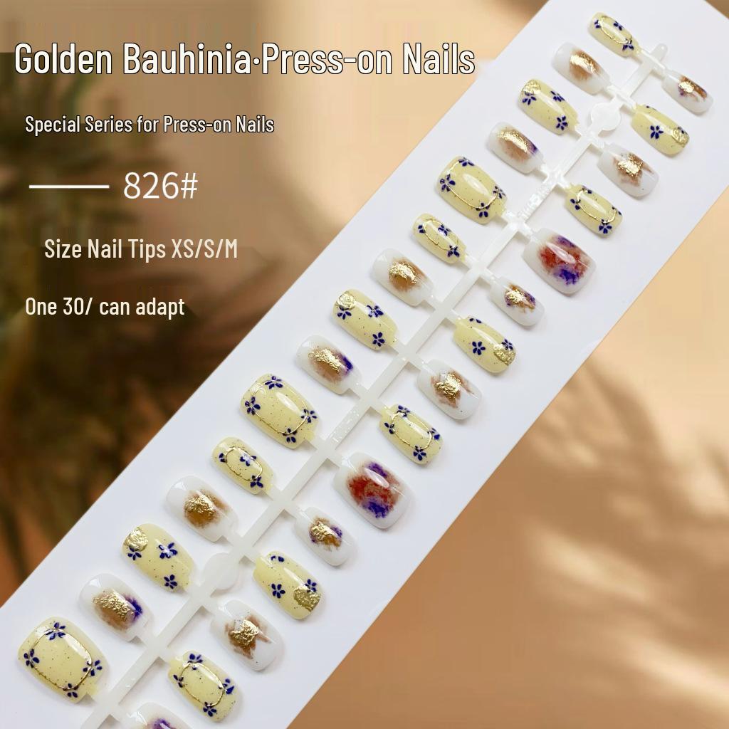 

Retro Bauhinia Cat Eye Wearable Nails - Advanced False Nails with Finished Nail Art