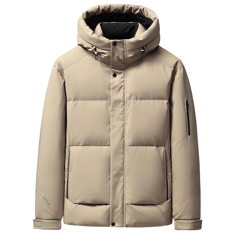 Men's Winter Windproof White Duck Down Hooded Jacket - Versatile, Thickened for Business and Commuting