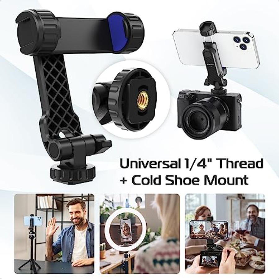 

Cell Phone Tripod Mount Universal Tripod Phone Mount with 2 Cold Shoes 360 Rotates 180 Tilts Camera Hot Shoe Phone Mount Smartp United States