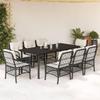Vidaxl 9-Cz. Garden Furniture Set With Cushions, Black, PE Rattan