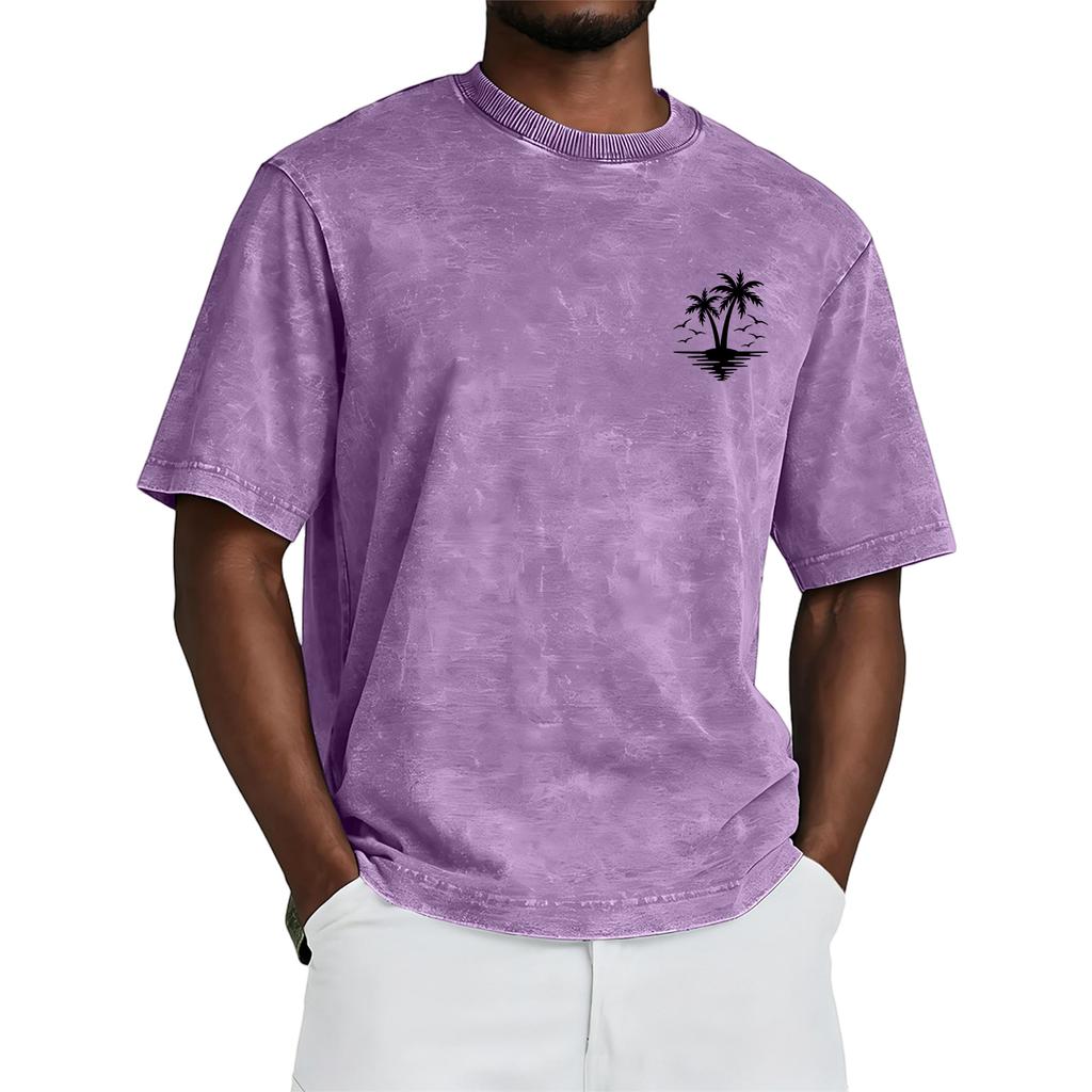 Short Sleeve Crew Neck T Shirt with Tree Print Loose Fit Casual Top for Everyday Wear Unisex Design Comfortable Material