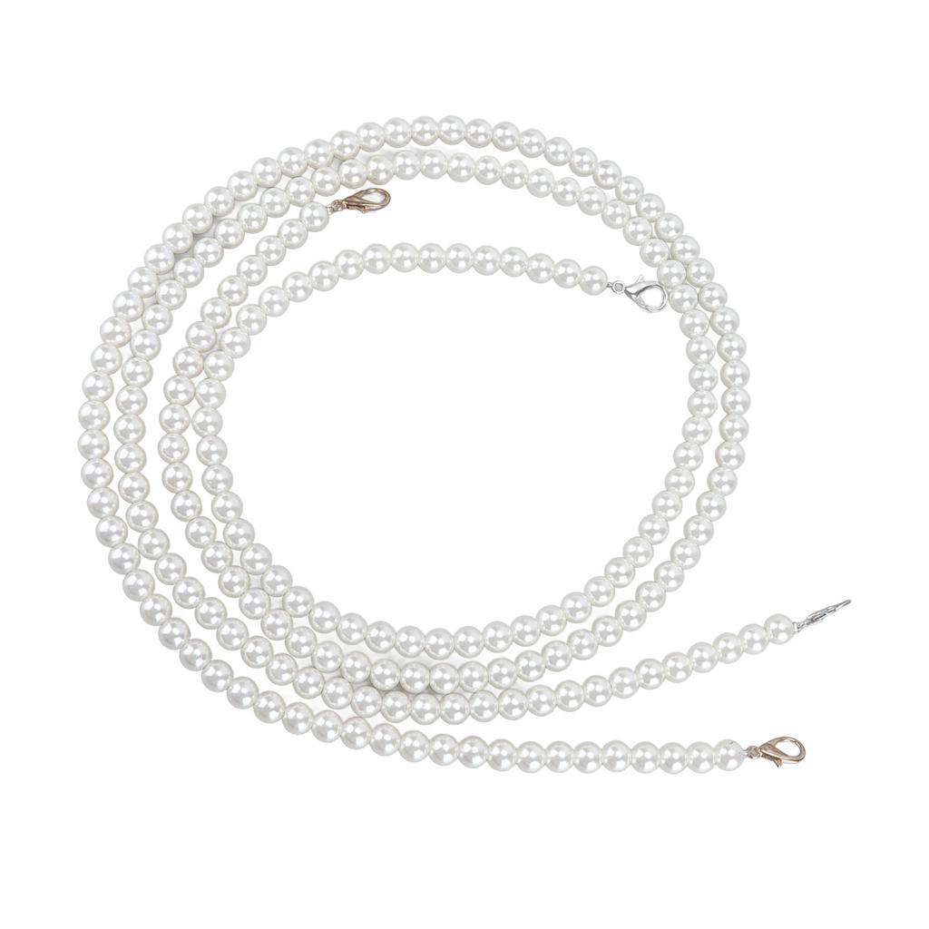 2Pcs Imitation Pearl Chains Purse Handle Strap Handbag Decoration Replacement Accessories for Women