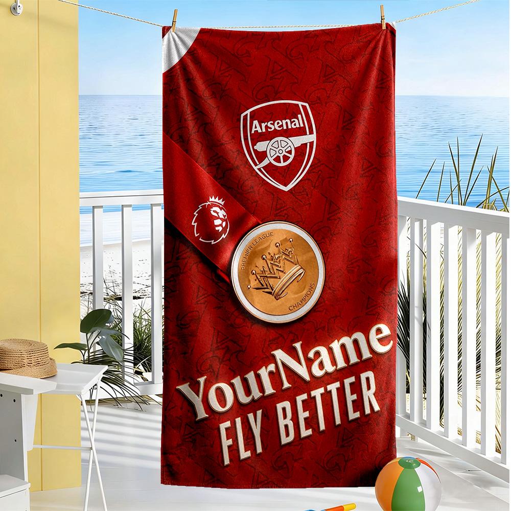 Arsenal Customize Text Beach Towel Super Soft & Absorbent Portable for SwimmingBeachCamping Travel Beach AccessoriesGym