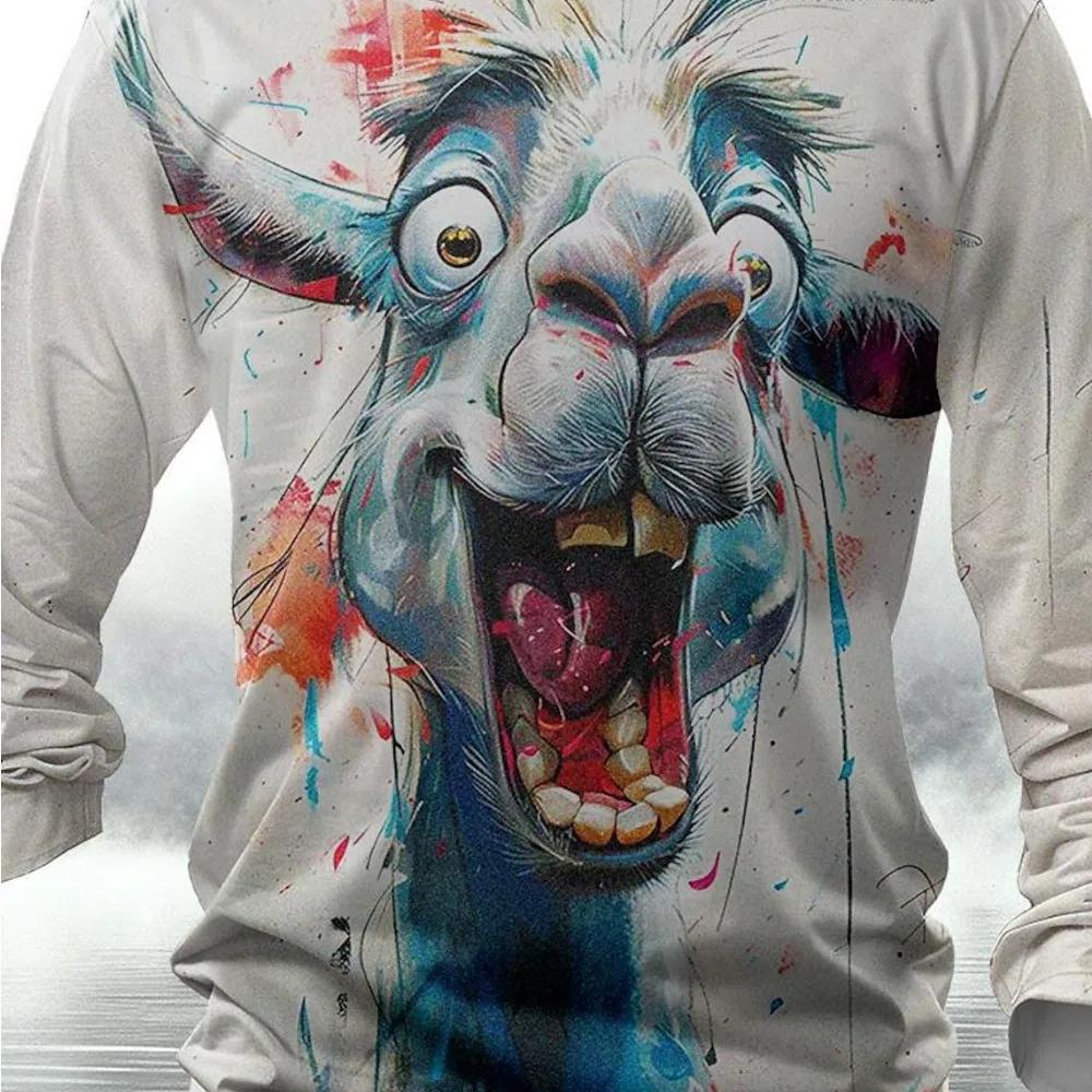 3D Tištěné Anime Kuřecí Vzor 3D Tištěné Podzimní Pánské Tričko s Kulatým Výstřihem Ležérní Dlouhý Rukáv Nadměrný Pulovr Módní Top