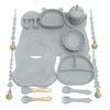 Set di stoviglie per bambini set di stoviglie in silicone con ventose set di stoviglie a scomparti anti-caduta per lo svezzamento del bambino