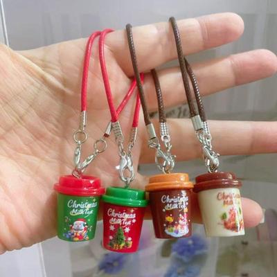 Mini Cartoon Christmas 3D Tea Cup Dollhouse Pendant
