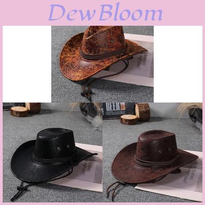 Jazz Hat Men Women Sun Protection Faux Leather Wide Brim Summer Outdoor Accessory
