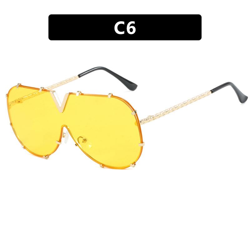 Fashion Metal One-Piece Sunglasses V Large Frame Sunglasses Sunglasses