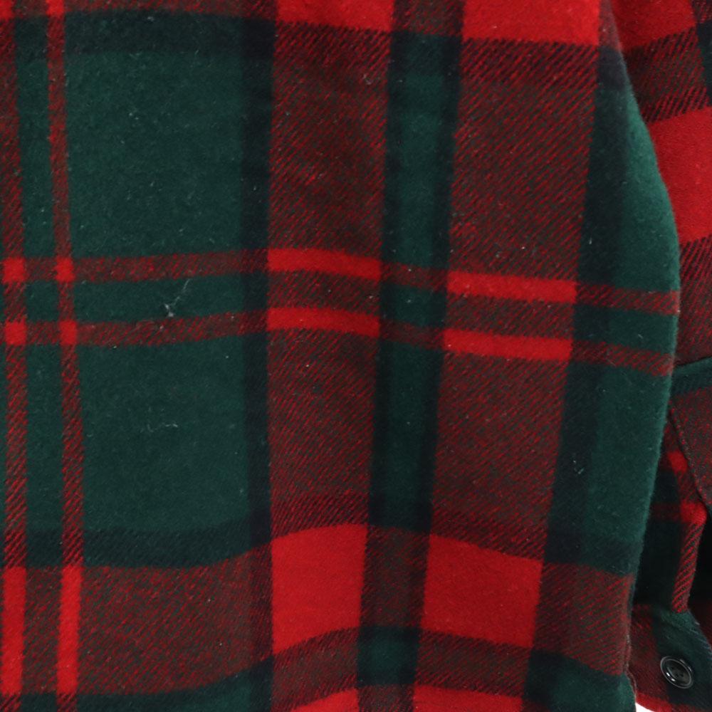 L.L.BEAN 70er Wollmischung Kursivschrift Etikett Vintage Karo Langarm Hemdjacke Herren Gebraucht