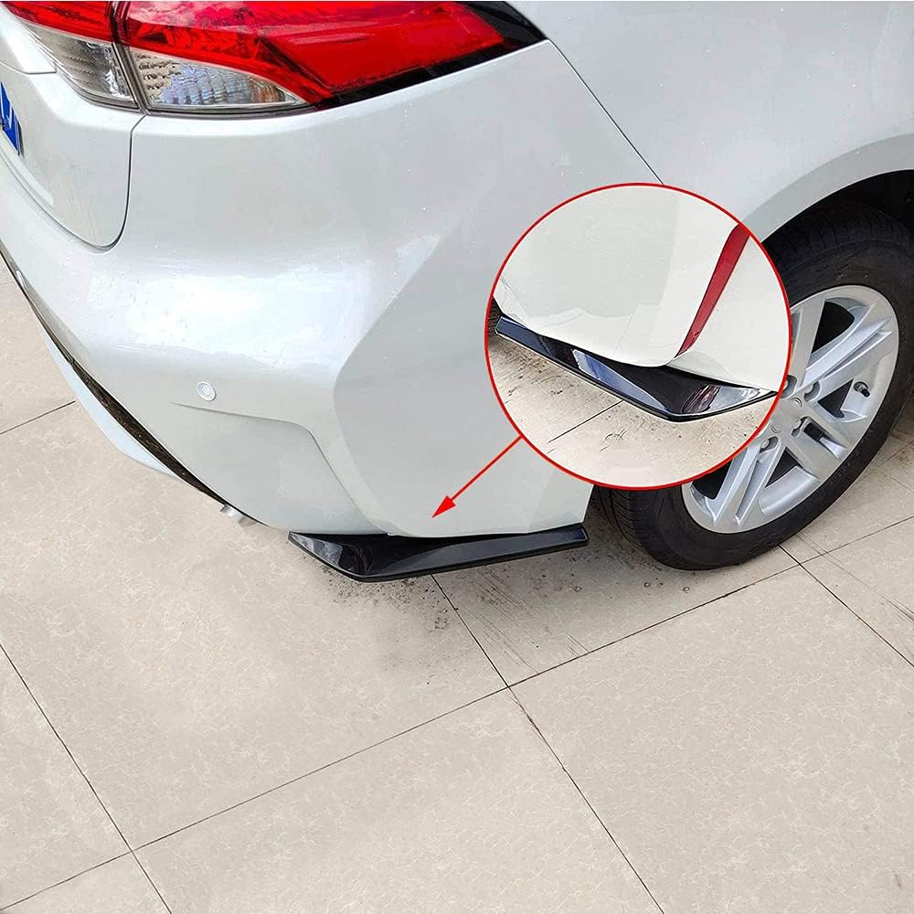 Car Rear Bumper Lip Diffuser, Universal Auto Side Fender Skirt Splitter Canard Protector, Wrap Angle Spoiler with 6 Bolts, 1 Pair (Bright Black)