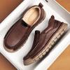 Bean Bean Men's Non-Slip Leather Loafers - Soft Sole, Breathable, Slip-On Casual Shoes for Autumn/Winter Outdoor Work.