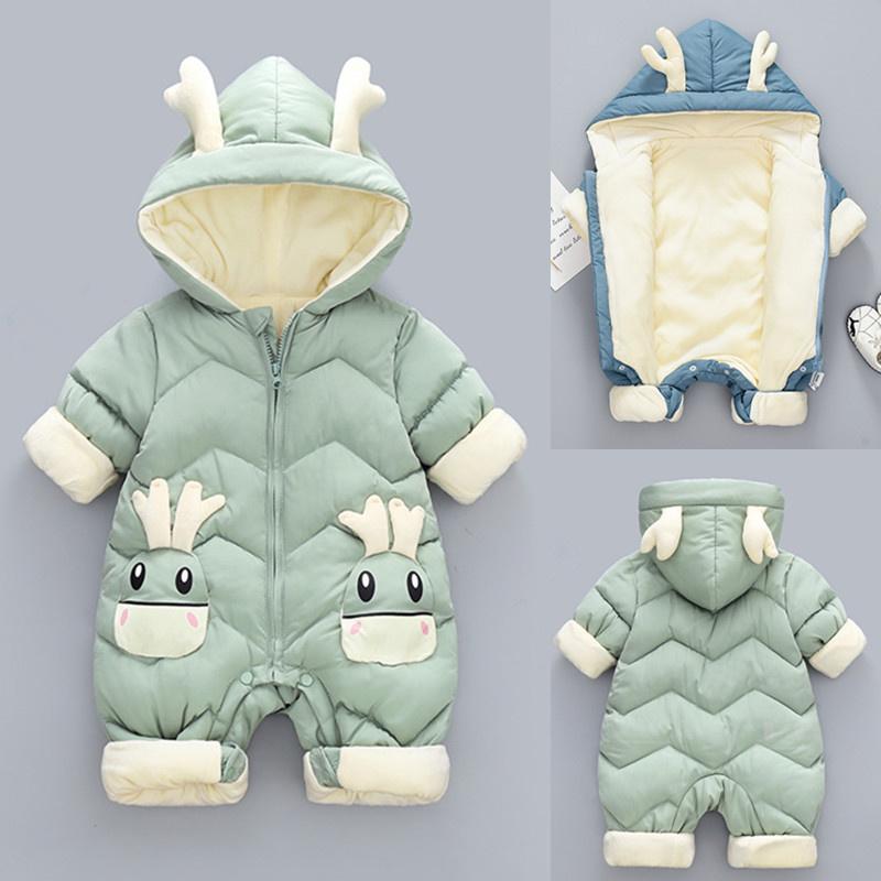 Warm Baby Coat Winter Hooded Mantle Rompers Thick Outfit Jumpsuit Overalls Snowsuit Children Boys Clothing Kids Clothes