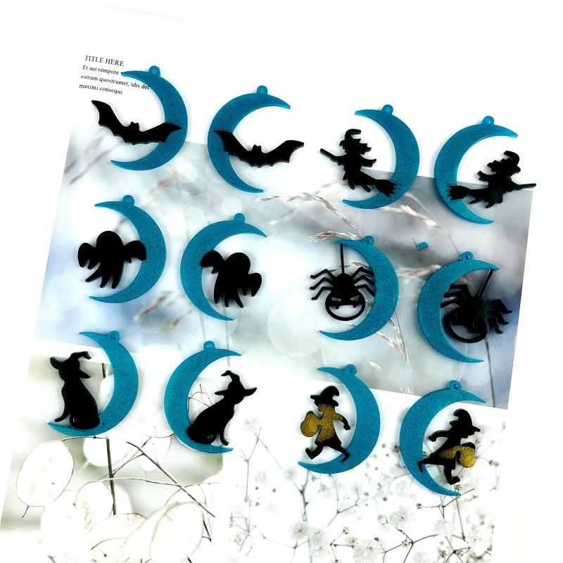 Moon Witch Bat Earring Silicone Mold Suitable for Epoxy Resin Diy Craft Backpack Pendant Ornament Jewelry Making