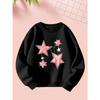 Autumn And Winter Fashion Sweatshirt for Girls Featuring a Pink Star Chain Design, with Creative Christmas Motifs. This Casual Long-Sleeve Round-Neck