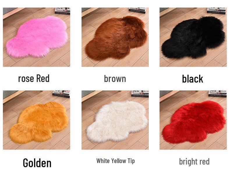 Faux Wool Cloud-Pattern Long Pile Rug for Living Room, Bedroom, and Bay Window