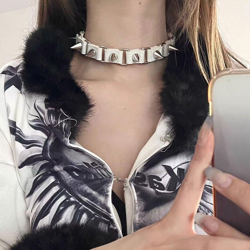 Collar Collarbone Chain Punk Goth Necklace Japanese Shibuya Splicing Rivet Collar Choker