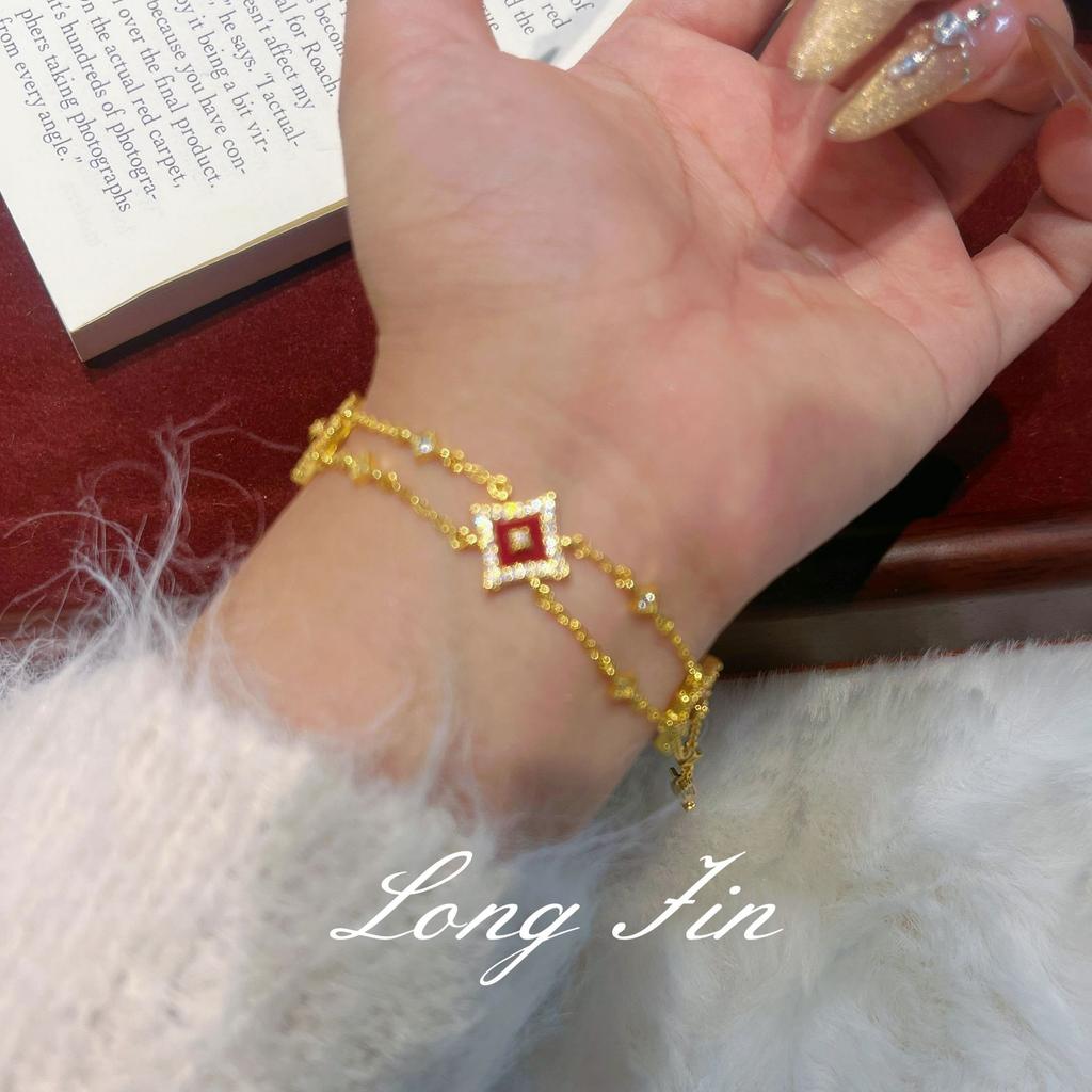 Retro Light Luxury Flash Star Series Red Bracelet Necklace Earrings Star Stacking Live Broadcast Special