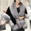 European & American Style Faux Fur Wedding Cape - Thick, Warm Faux Fox & Rabbit Fur Shawl for Women