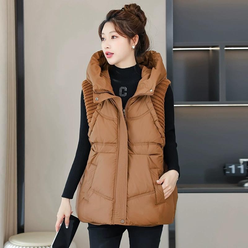 Winter Down Cotton Vest Jacket Women Sleevele Jacket Hooded Parkas Warm Vest Coat Female Waistcoat Overcoat