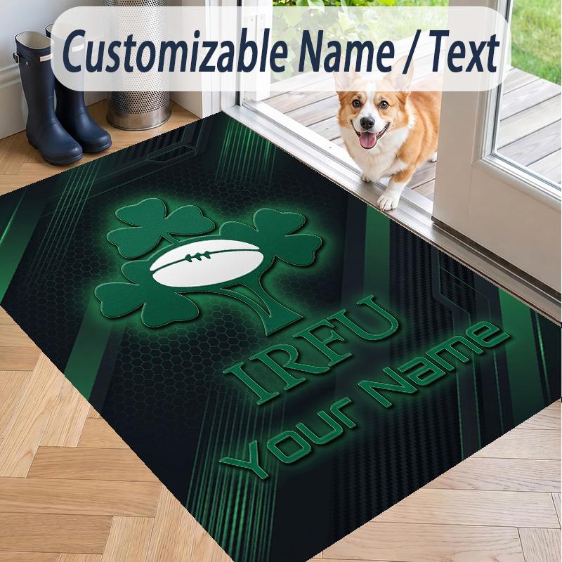 Custom Text Printed Rug Ireland Rugby Non Slip Floor Carpet For Home Room Decor
