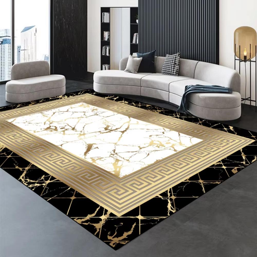 

Modern Golden Luxury geometric abstract Carpet Living Room Decor Sofa Rug Bedside Soft Area Rug Balcony Coffee Table Floor Mat 40x60cm