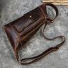 Retro Big Leather Chest Bag For Sports Hiking Biking Crossbody Bags Crazy Horse Leather Men Male Chest Packs Single Shoulder Bag