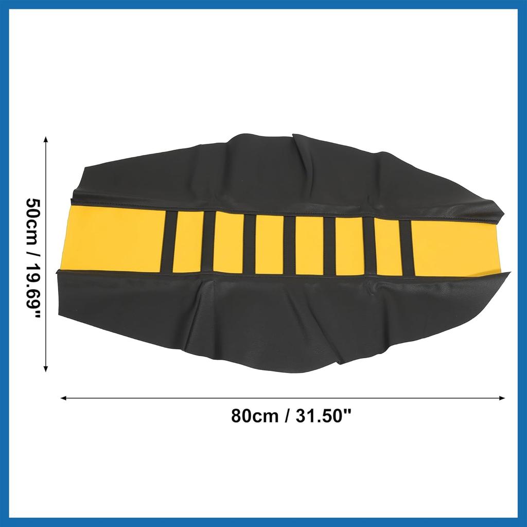 Universal Motorcycle Dirt Bike Faux Leather Soft Seat Cover Anti Slip Seat Cushion Yellow Black Item Replacement