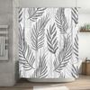 White Pattern Shower Curtain with Gray Leaves Bathroom Decor Waterproof Liner for Bathtub and Sink Faucet 6 hooks included (180x