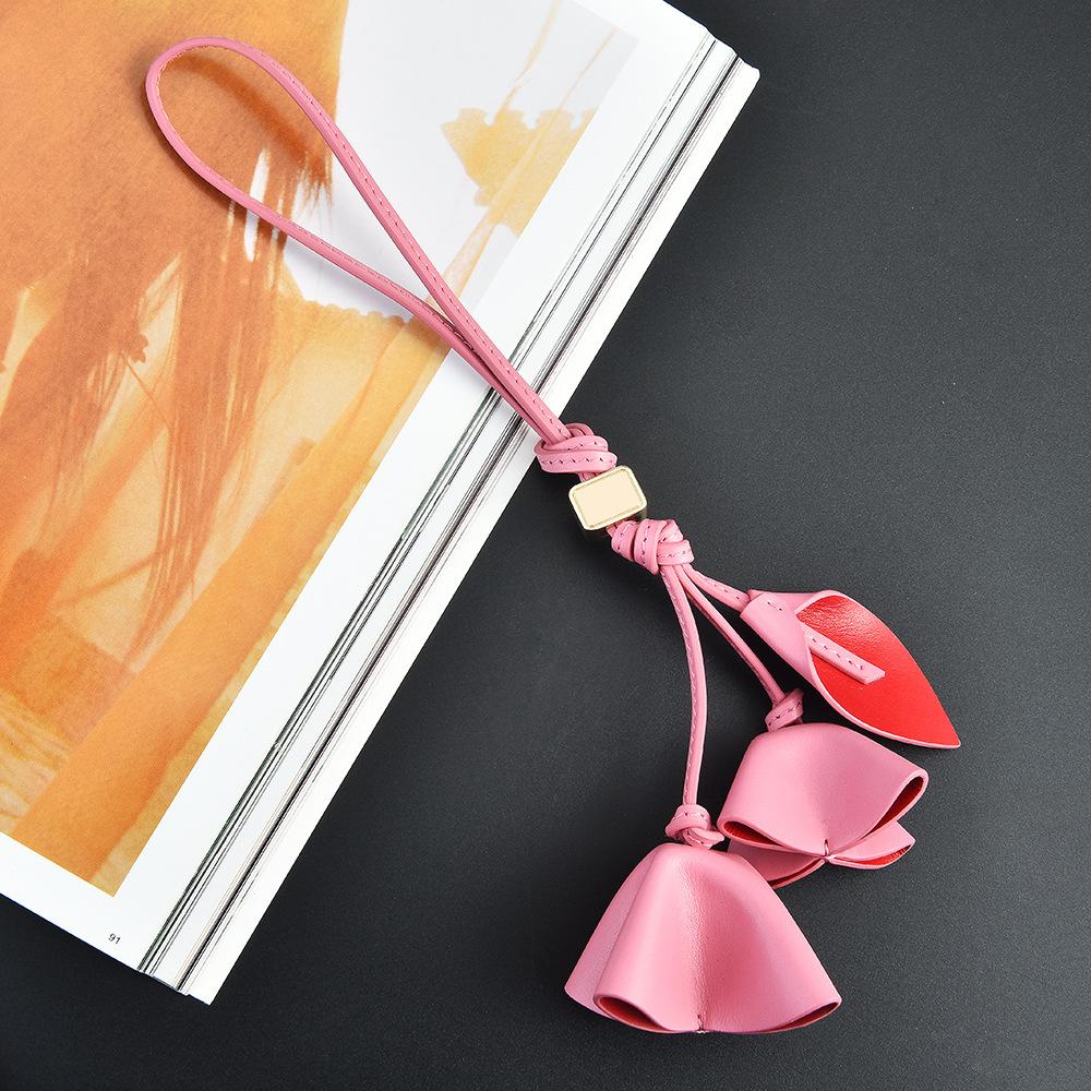 Fashion Nature Rose Petal Long Fringed Bag Pendant Leather Flower Bag Pendant Women