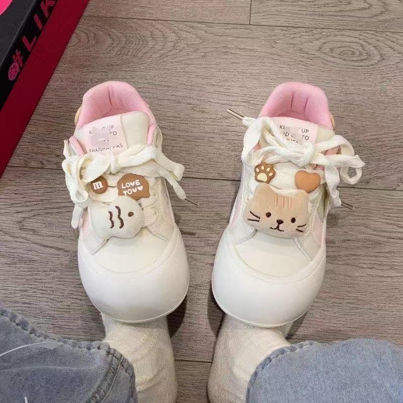 

New versatile niche original women s white shoes autumn high value thick sole heightening casual board shoes women 40 розовый