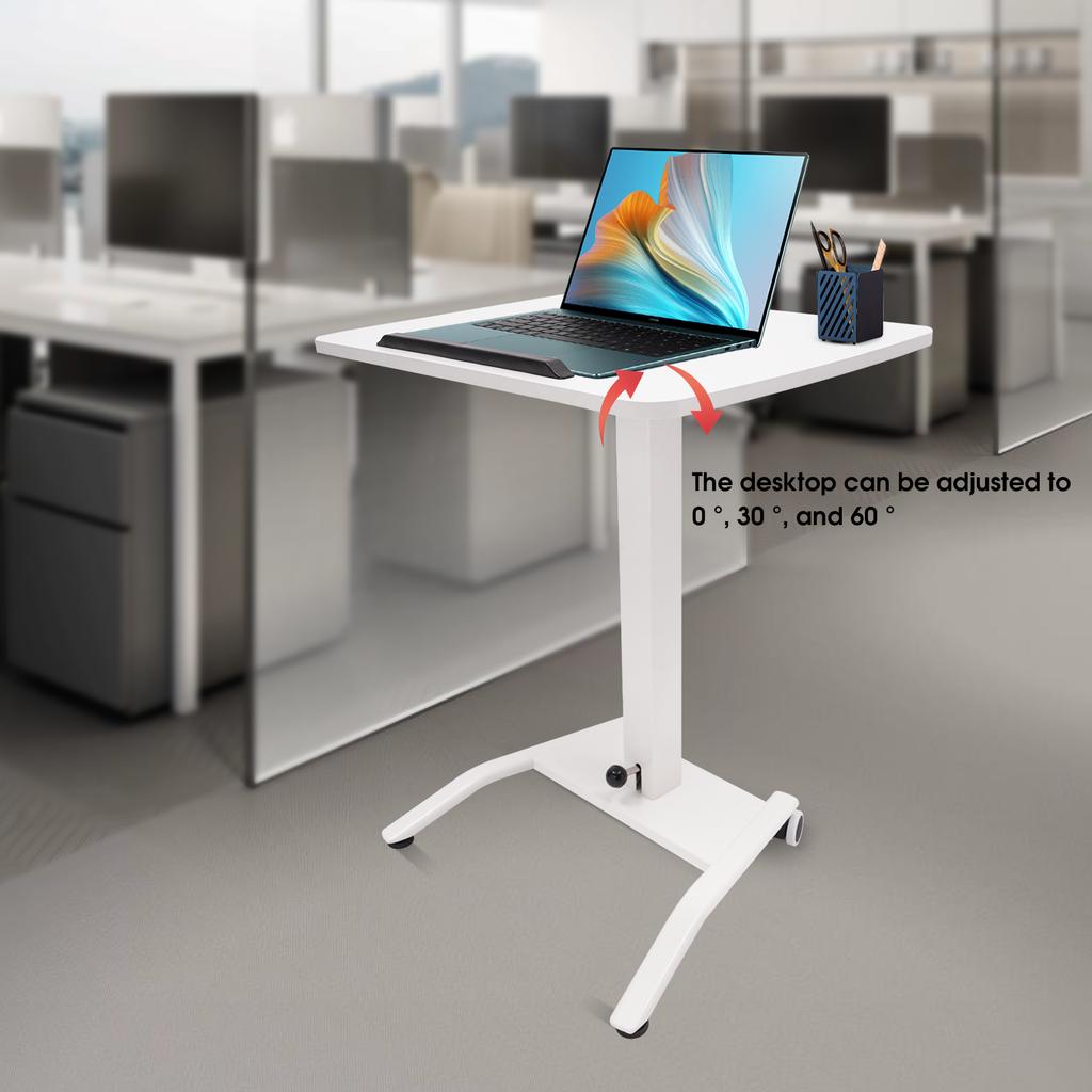 Adjustable Rolling Desk, Adjustable Podium Desk, Standing Lifting Desk Accommodate IPads, Books, Laptops for Home Offices White