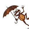 Rusty Frog Garden Stake Cute Frog Holding Umbrella Yard Art Stake Iron Outdoor Ornament for Lawn Flowerbed Courtyard Decor