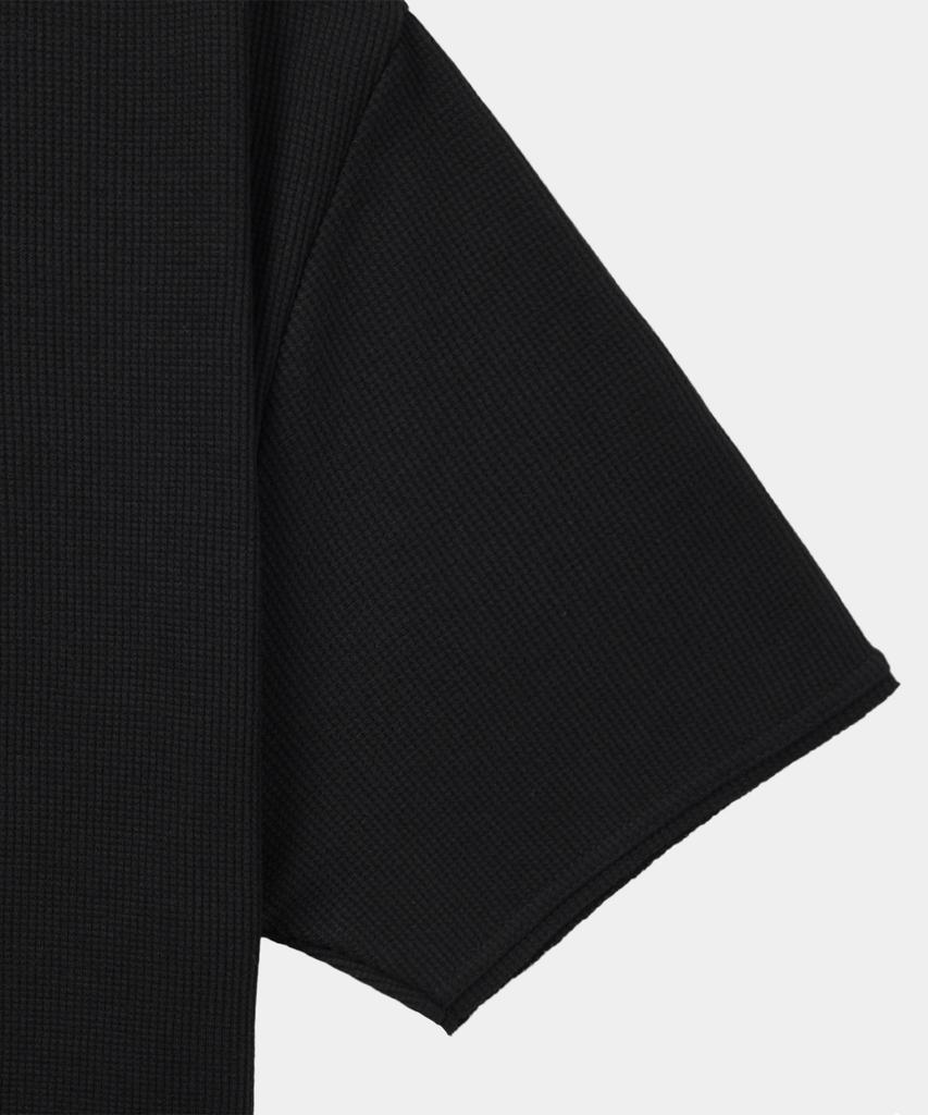 Dekkoloso Dima Cotton Henley Neck Short Sleeve T-Shirt [Black]