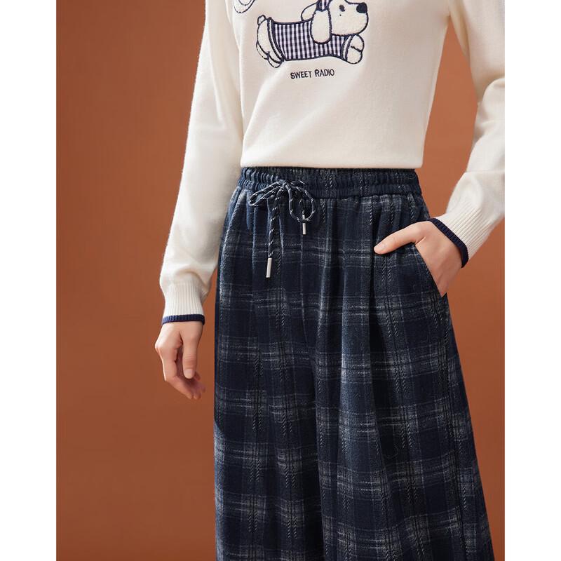 IEF Retro Plaid Wide-Leg Trousers