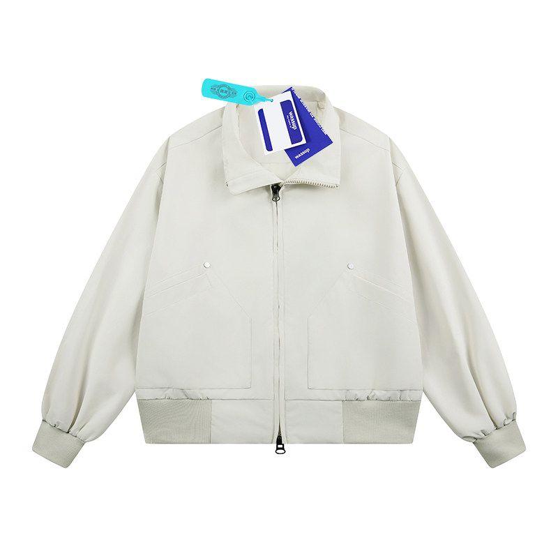 Wassup American Retro Simple Solid Color Versatile Jacket for Men and Women, Short Style for Spring and Autumn, Cool High Street Stand Collar Coat