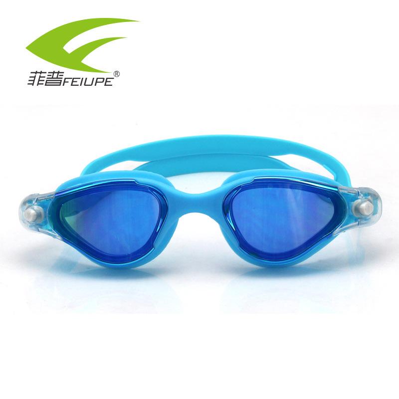 Swimming Goggles Waterproof and anti-fog adult large-frame swimming goggles Colorful electroplated adult swimming goggles for both men and women озеро синий