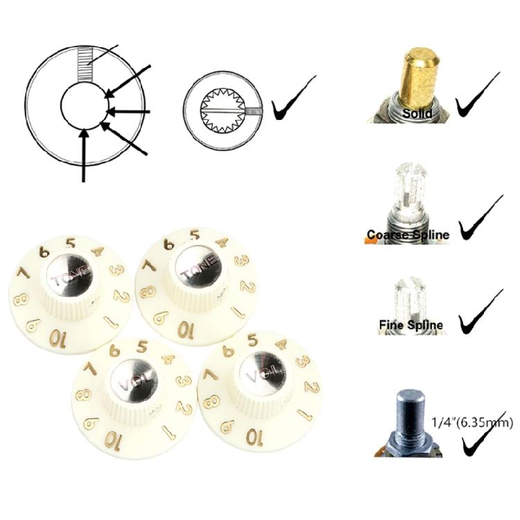 4Pcs Plastic Speed Volumes Tone Control Knob Electric Guitar Volumes Tone Knob Potentiometer Caps Guitar Accessories