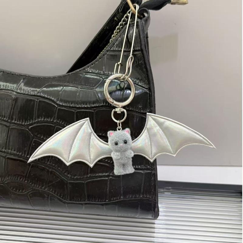 Halloween Dark Devil Sweet Cool Devil Cat Plush Bat Wing Bag Charm Dark Phone Pendant Decoration Key Chains Bag Charm